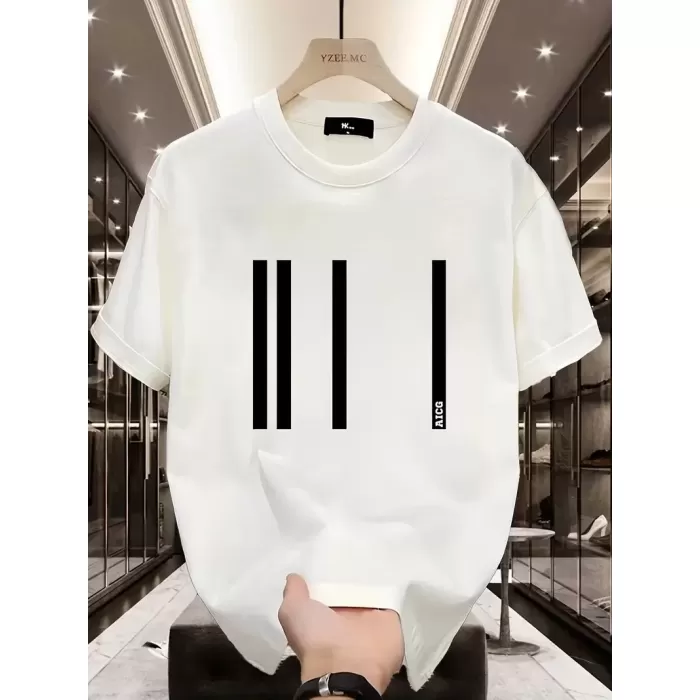 AICG Baskılı Kadın Oversize Bisiklet Yaka T-shirt  - Beyaz