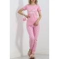 Desenli Pijama Takımı Pembe