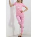 Desenli Pijama Takımı Pembe