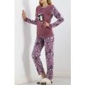 Peluş Polar Pijama Takımı Lila