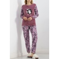 Peluş Polar Pijama Takımı Lila