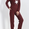 Nakışlı Fitilli Pijama Takımı Bordo1