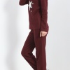 Nakışlı Fitilli Pijama Takımı Bordo1