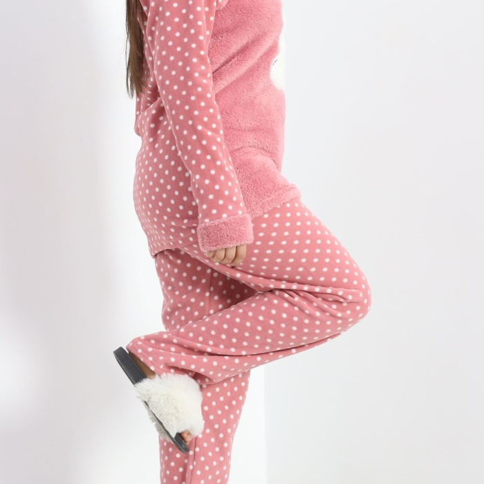 Battal Polar Pijama Takımı Pembe1