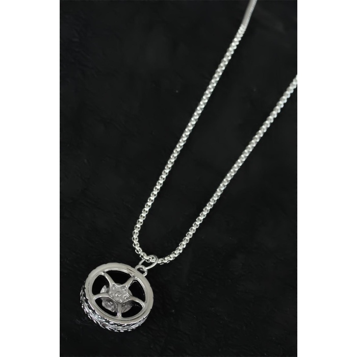 Medusa Tasarım Silver Renk Zincirli Erkek Kolye