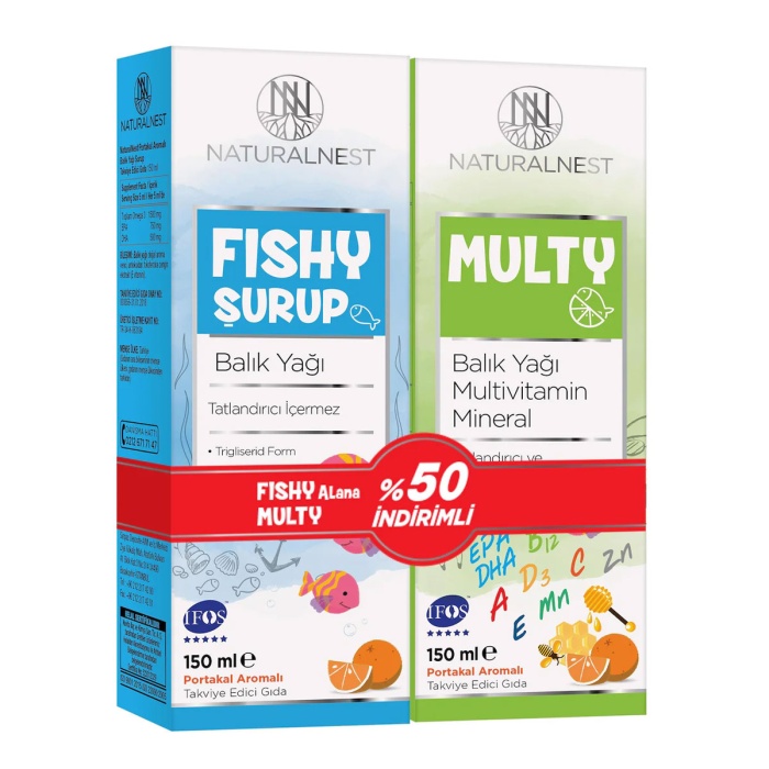 Naturalnest Fishy Şurup 150 ml + Multy Şurup 150 ml