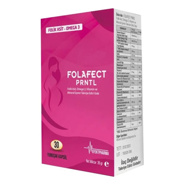 Folafect PRNTL Folik Asit Omega 3 İçerikli 30 Yumuşak Kapsül