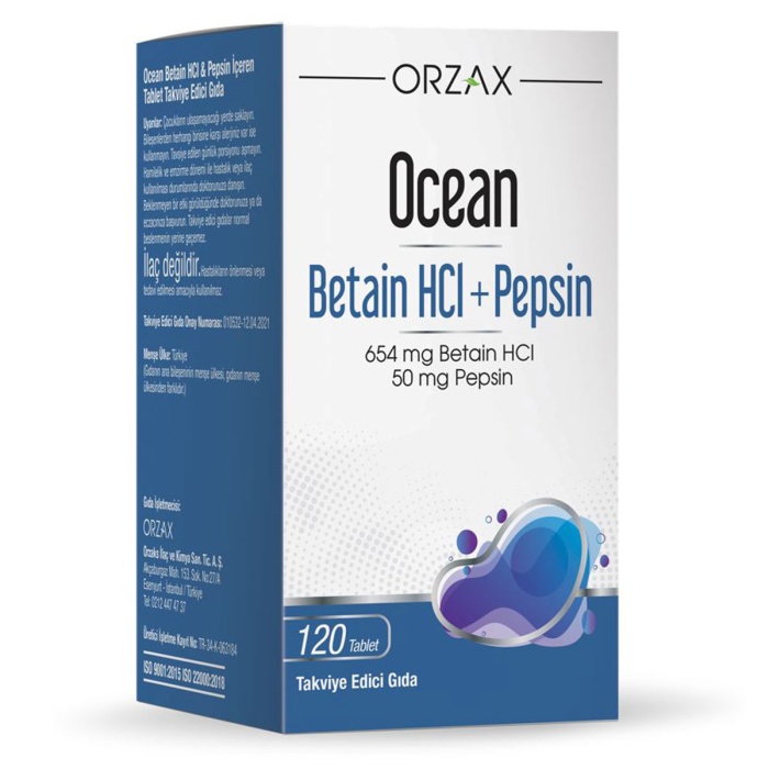 Ocean Betain HCI+ Pepsin Takviye Edici Gıda 120 Tablet