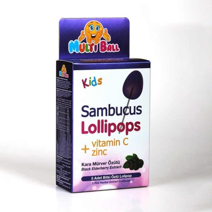 Multiball Kids Sambucus Lollipops Vitamin C Çinko Bitki Özlü 5 Adet Lollipop