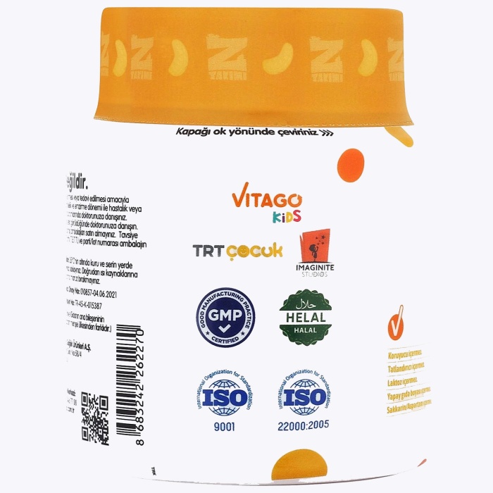 Vitago Kids Z Takımı Vitago Kids Gummies Vitamin C İçeren Çiğnenebilir Form 60 gummy