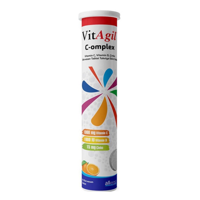 Vitagil C-omplex Vitamin C 1000 mg + Vitamin D 1000 IU + Çinko 15 mg 20 Efervesan Tablet