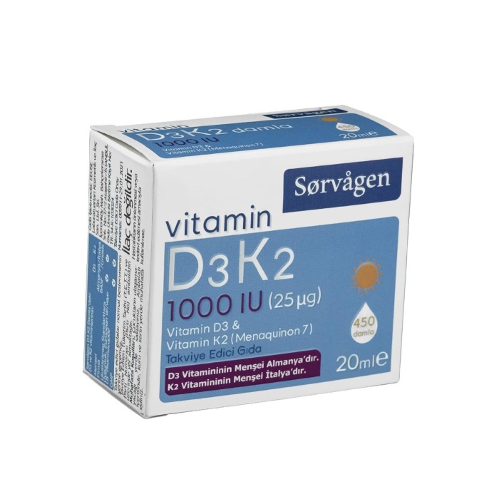 Sorvagen Vitamin D3K2 1000 IU 20 ml - 450 Damla