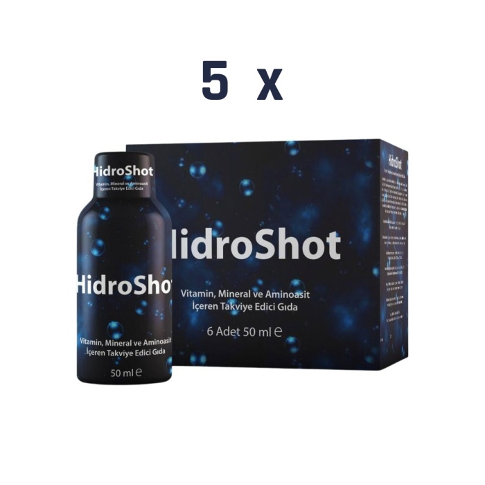 Hidroshot Vitamin Mineral ve Aminoasit İçeren Takviye Edici Gıda 50 ml x 6 adet - 5 kutu