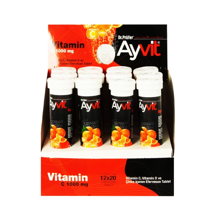 Ayvit Efervesan Vitamin C D3 Zinc 20 Tablet 1000 mg - 12 adet Stant