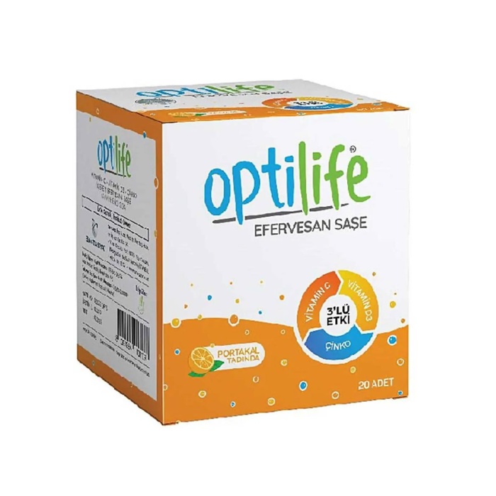 Optilife Vitamin C D3 Çinko Efervesan 20 Saşe