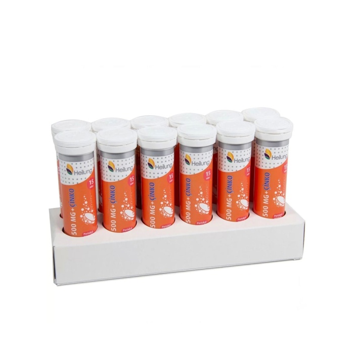 Heilung Vitamin C 500 mg Çinko 15 Efervesan Tablet - 12 adet Stand