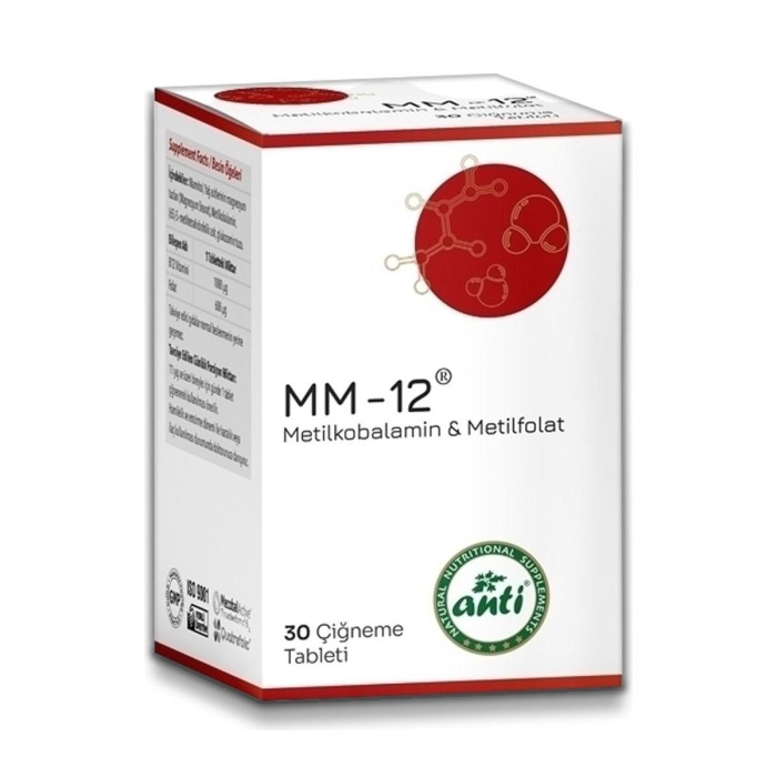 MM-12 Metilkobalamin & Metilfolat 30 Çiğneme Tableti