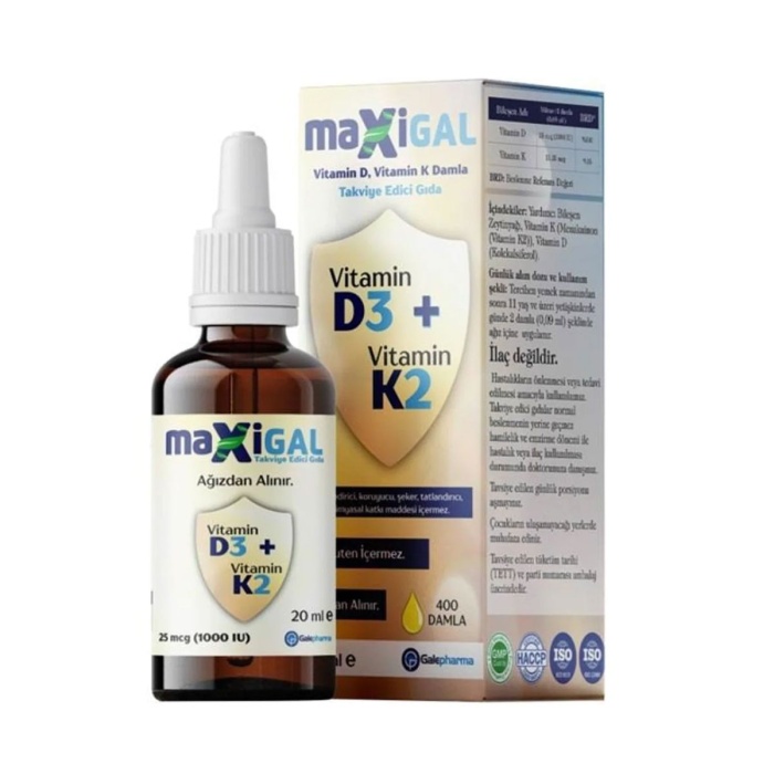 Maxigal D3 + K2 Takviye Edici Gıda 20 ml