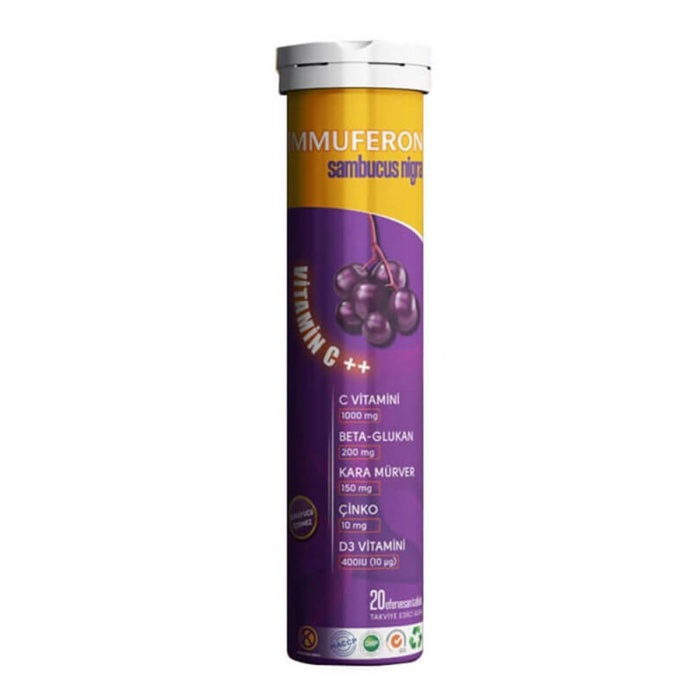 Immuferon Nigra + Vitamin C + Beta Glucan + Çinko + Vitamin D3 20 Efervesan Tablet