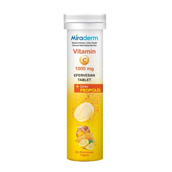 Miraderm Vitamin C Çinko Propolis 20 Efervesan Tablet