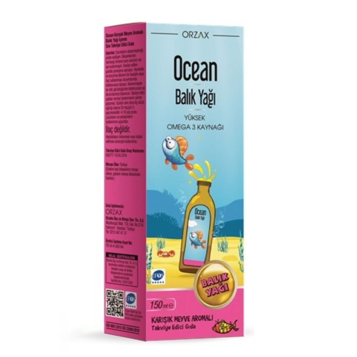 Ocean Tutti Frutti Karışık Meyve Aromalı Balık Yağı Şurup 150 ml