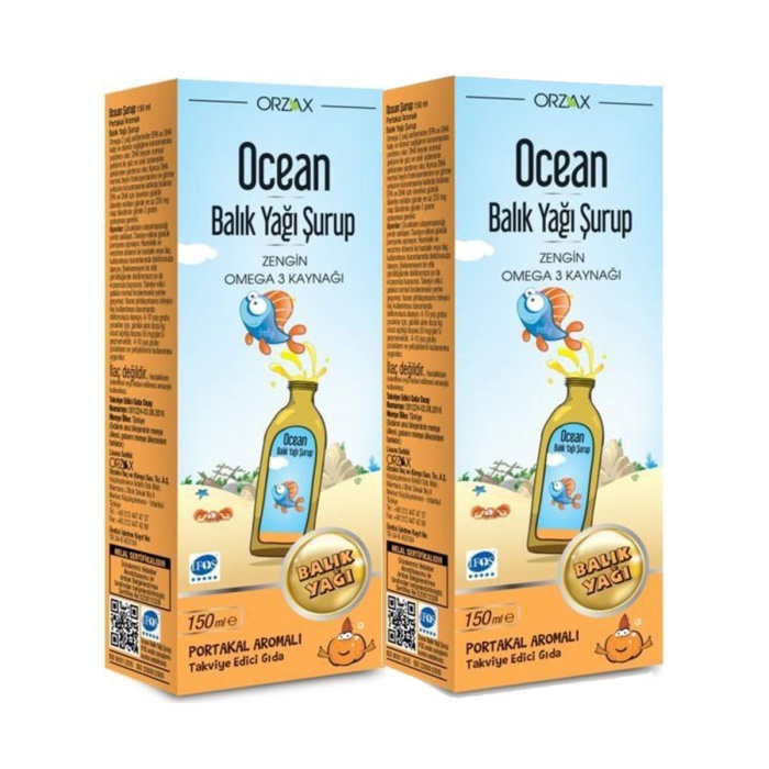 Ocean Omega 3 Portakallı Balık Yağı Şurubu 150 ml x 2 adet