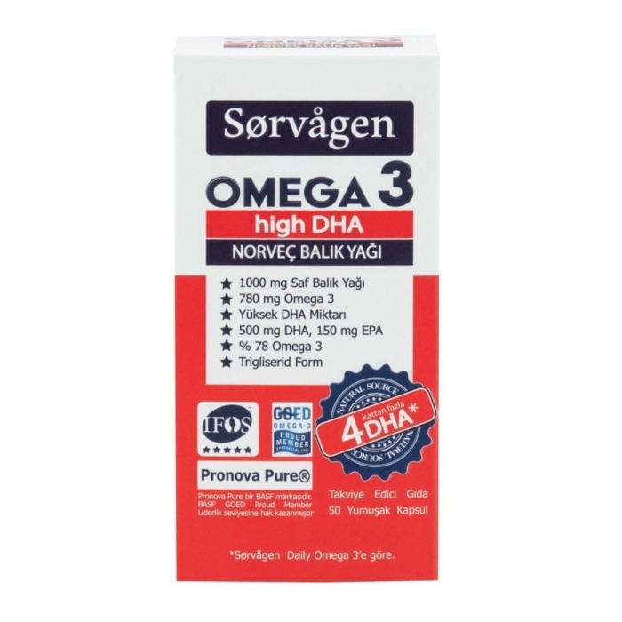 Sorvagen Omega 3 High DHA Norveç Balık Yağı 50 Kapsül