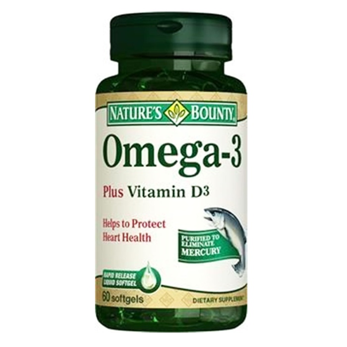 Natures Bounty Omega-3 Plus Vitamin D3 60 Kapsül