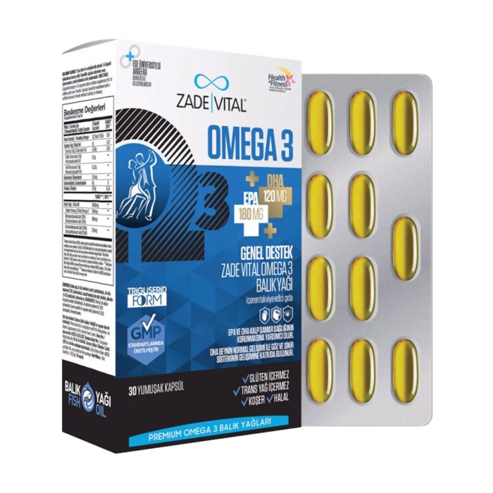 Zade Vital Omega 3 Balık Yağı Premium 30 Kapsül