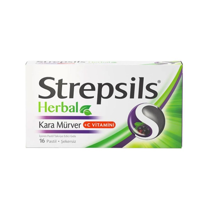 Strepsils Herbal Kara Mürver 16 Pastil