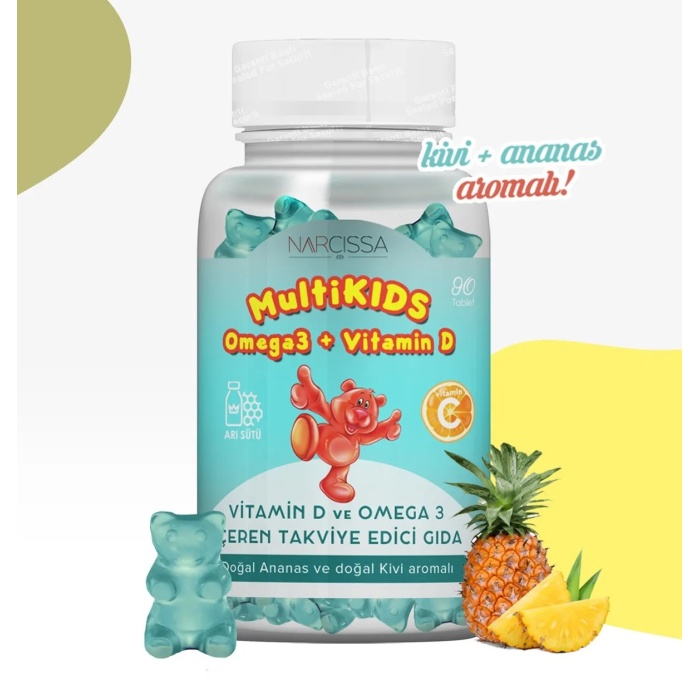 Narcissa Multikids Omega 3 Vitamin D 90 Çiğnenebilir Tablet