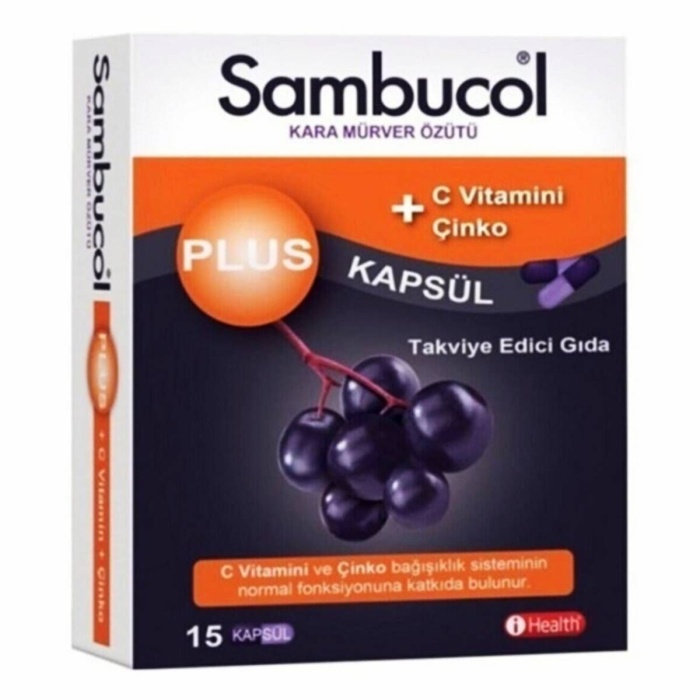 Sambucol Plus Kara Mürver Özütü + C Vitamini & Çinko 15 Kapsül