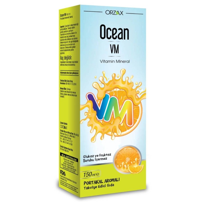 Ocean Vitamin Mineral VM Şurup Portakal Aromalı 150 ml