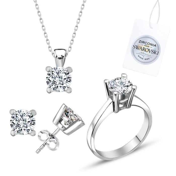 Swarovski Zirconia Taşlı Tektaş Set