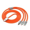 3 in 1 Type-C + Micro Usb + Lightning Hızlı Şarj Kablosu Silikon Kablo 1 Metre Opp Ambalaj (4434)