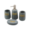 4 PCS GRİ SERAMİK BANYO TEMİZLİK SETİ SIVI - KATI SABUNLUK - DİŞ FIRÇALIK - MACUNLUK (4434)