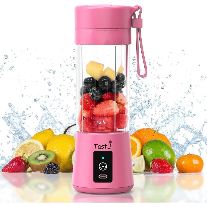 Portatif Taşınabilir El Blender 380 Ml Usb Şarjlı Pembe (4434)