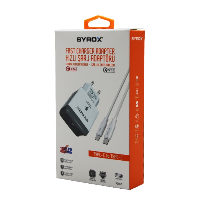 FAST CHARGER TYPE-C - TO - TYPE-C HIZLI SET EV ŞARJ ALETİ 3.0A 18W PD (4434)