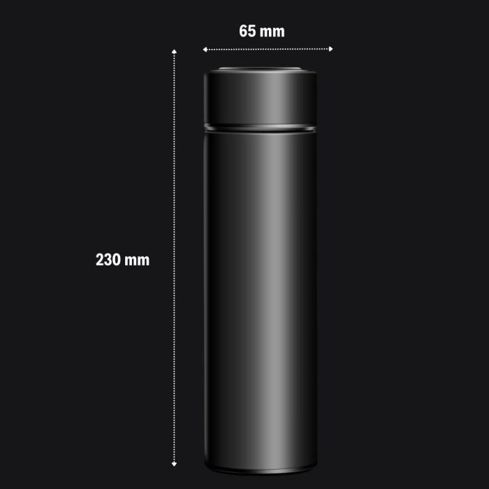 Paslanmaz Çelik Dijital Ekranlı Isı Yalıtımlı Akıtmaz Kapak Kahve ve Çay Termosu 500 ml (4434)