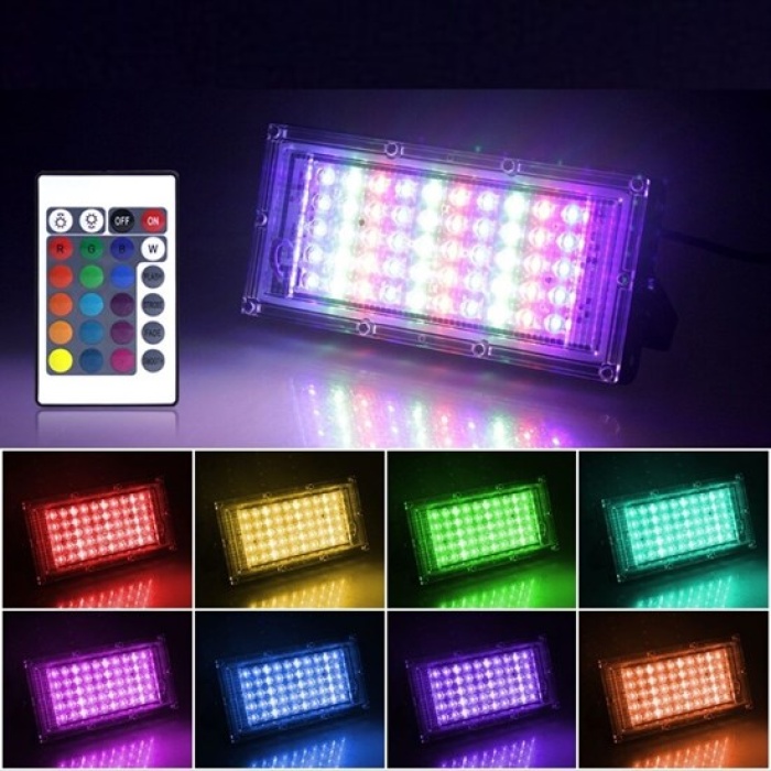 Kumandalı Led Işık Dış Cephe Aydınlatması Çok Renkli RGB Led Panel Işık PartiLed Aydınlatma (4434)