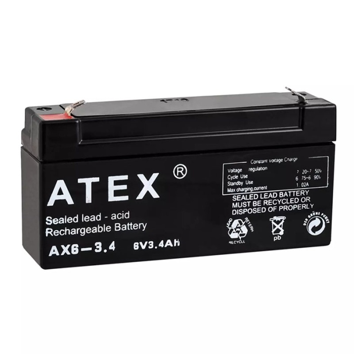 ATEX AX6-3.4 6 VOLT - 3.4 AMPER YATIK AKÜ (12.5X6X3CM) (4434)