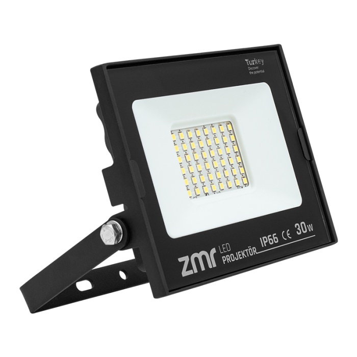 30 WATT - 220 VOLT 6500K IP66 150* IŞIK AÇISI SİYAH SLİM KASA LED PROJEKTÖR (4434)