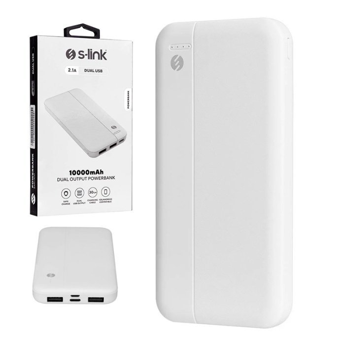 S-LINK IP-G10N BEYAZ MICRO+TYPE C GİRİŞLİ 10000 MAH TAŞINABİLİR ŞARJ CİHAZI POWERBANK (4434)