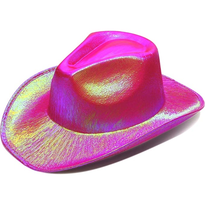 Neon Hologramlı Kovboy Model Parti Şapkası Fuşya Yetişkin 39X36X14 cm (4434)