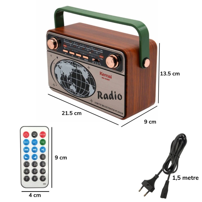 503B Dekoratif Eskitme Nostalji Uzaktan Kumandalı Radyo Usb/Aux/Hafıza Kartı/Bluetooth/Şarjlı (4434)