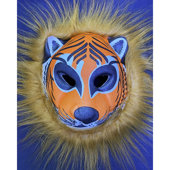 Kahverengi Peluş Saçlı Kırılmaz Yumuşak Tiger Maskesi 22x19 cm (4434)