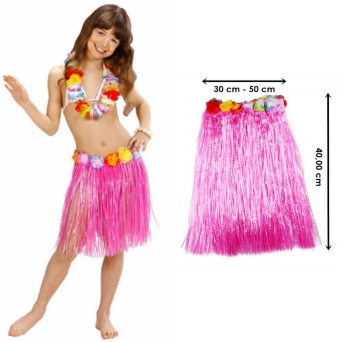 Hawaii Hula Eteği Pembe Renk 40 cm (4434)