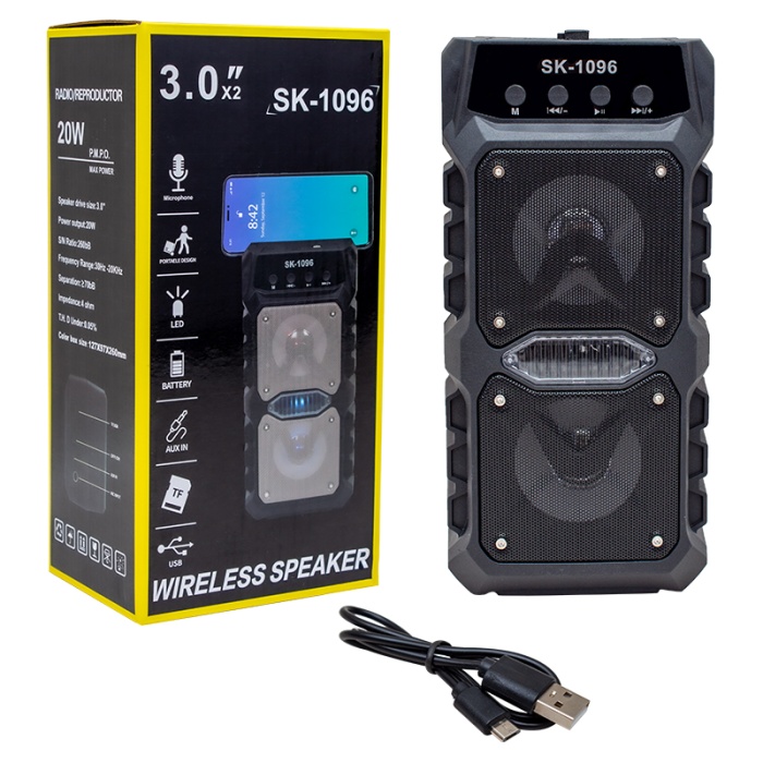 20 WATT USB/SD/AUX/FM/BLUETOOTH DESTEKLİ MİKROFON GİRİŞLİ TAŞINABİLİR HOPARLÖR (4434)