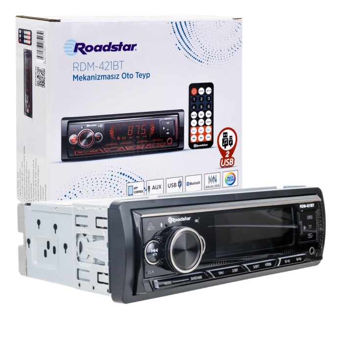 ROADSTAR RDM-421BT 4X50 WATT BLUETOOTH /2XUSB/SD/FM/AUX MEKANİKSİZ OTO TEYP (4434)