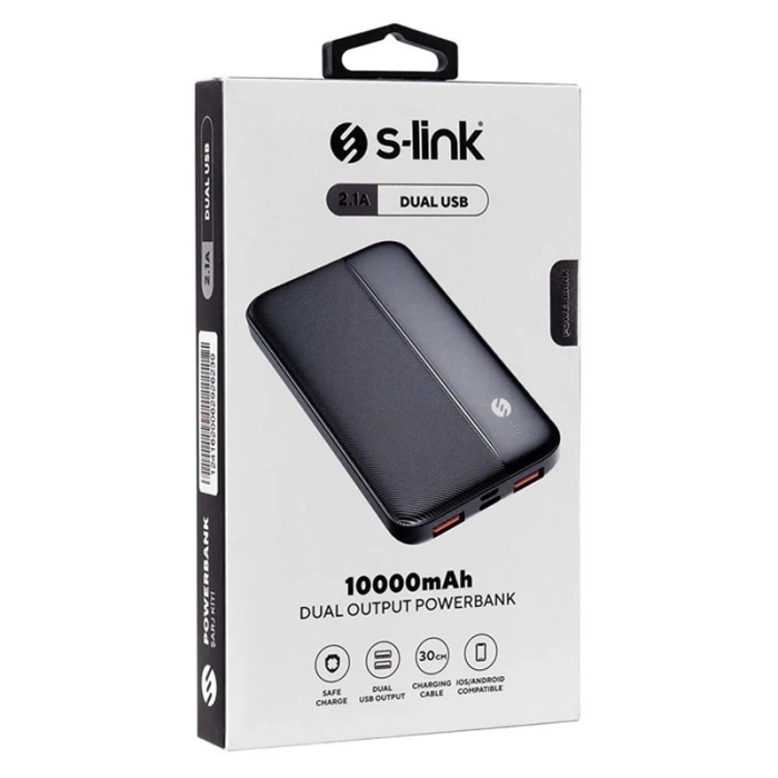 S-LINK IP-G10N SİYAH MICRO+TYPE C GİRİŞLİ 10000 MAH TAŞINABİLİR ŞARJ CİHAZI POWERBANK (4434)